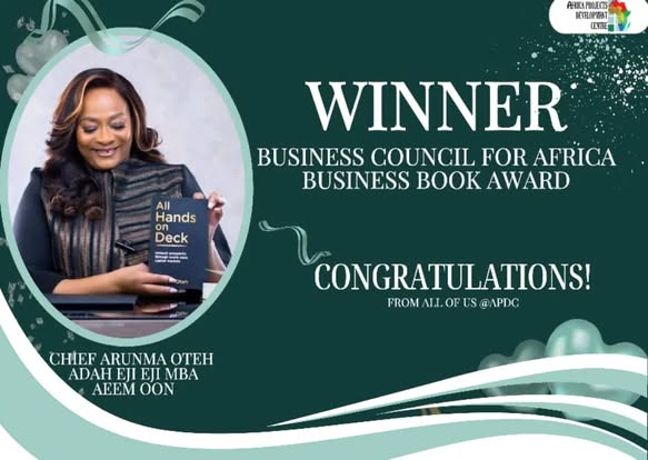 APDC Congratulates Chief Arunma Oteh on BCA Book Award Win