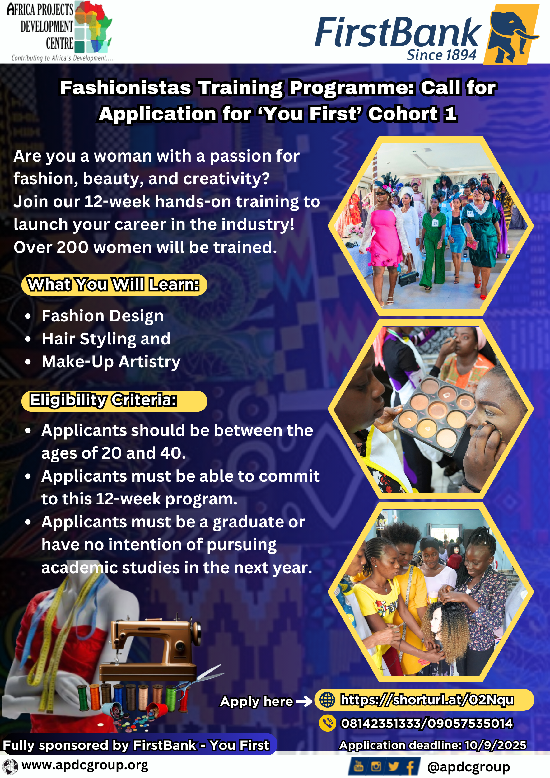 APDC Fashionistas Training Programme 2025 | Call for Application for 'You First' Cohort